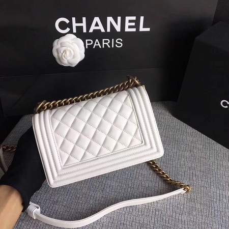 Boy Chanel Flap Shoulder Bag Sheepskin Leather A67085 White