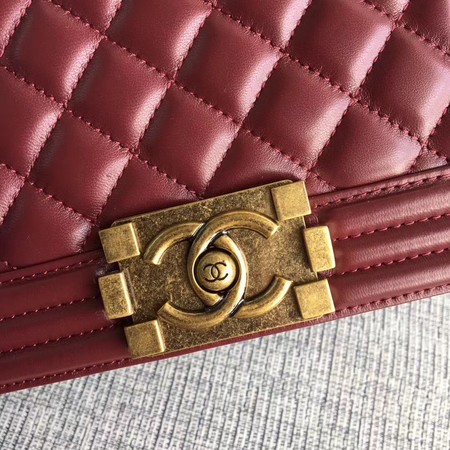 Boy Chanel Flap Shoulder Bag Sheepskin Leather A67085 Wine