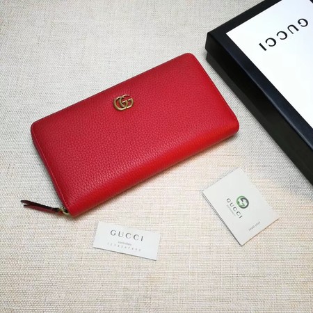 Gucci Leather Zip Around Wallet 456117 Red