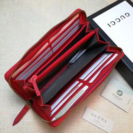 Gucci Leather Zip Around Wallet 456117 Red