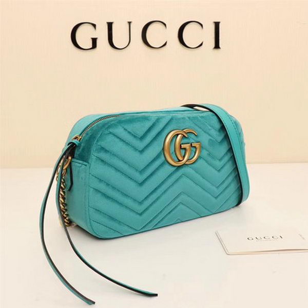 Gucci GG Marmont Matelasse Velvet Shoulder Bag 447632 Green