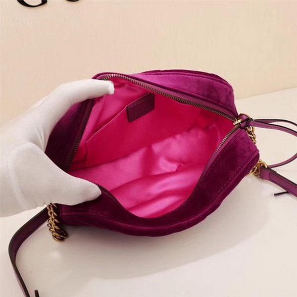 Gucci GG Marmont Matelasse Velvet Shoulder Bag 447632 Purple