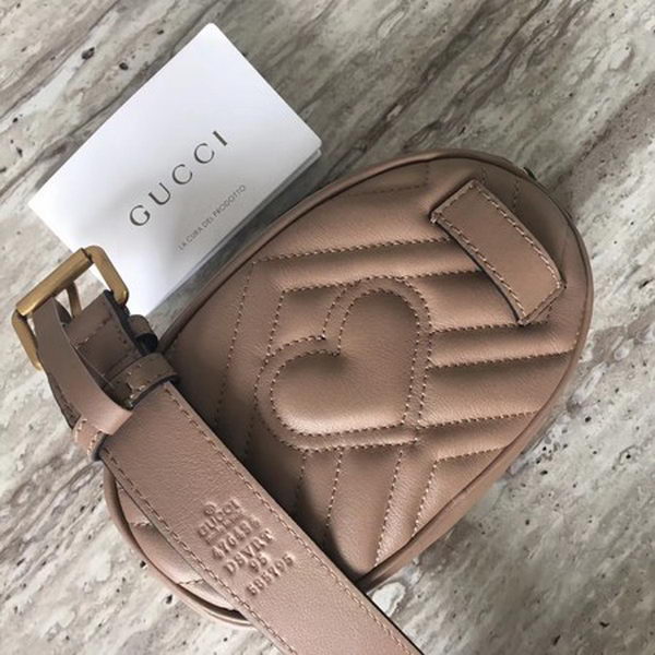 Gucci GG Marmont Leather Belt Bag 476434 Apricot