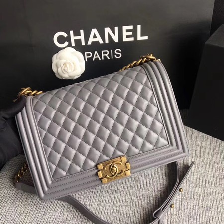 Boy Chanel Flap Bags Original Sheepskin Leather A67088 Grey