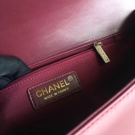 Boy Chanel Flap Bags Original Sheepskin Leather A67088 Wine