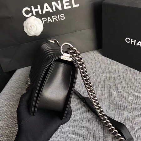 Boy Chanel Flap Bag Original Chevron Leather A67086V Black