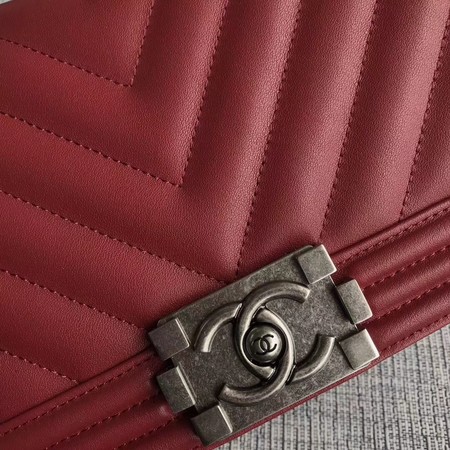 Boy Chanel Flap Bag Original Chevron Leather A67086V Red