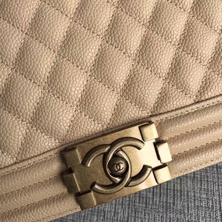 Boy Chanel Flap Shoulder Bag Apricot Original Cannage Pattern A67087 Gold