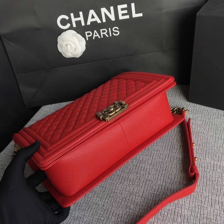 Boy Chanel Flap Shoulder Bag Red Original Cannage Pattern A67087 Gold