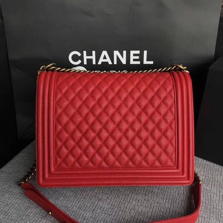 Boy Chanel Flap Shoulder Bag Red Original Cannage Pattern A67087 Gold