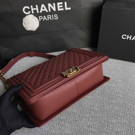 Boy Chanel Flap Shoulder Bag Wine Original Cannage Pattern A67087 Gold