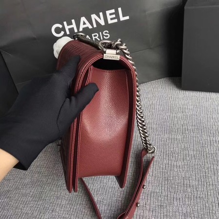 Boy Chanel Flap Shoulder Bag Wine Original Cannage Pattern A67087 Silver