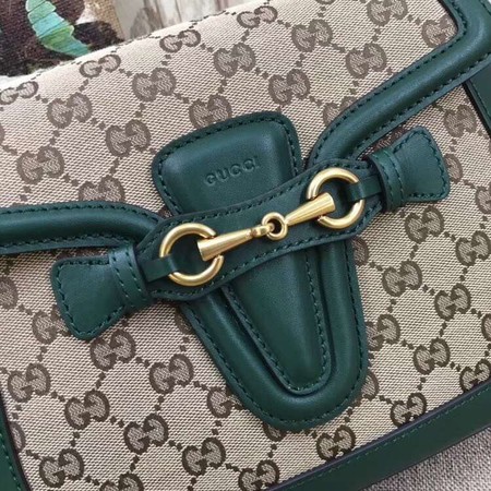 Gucci GG Lady Web Hand-Stained Leather Shoulder Bag 380573 Green