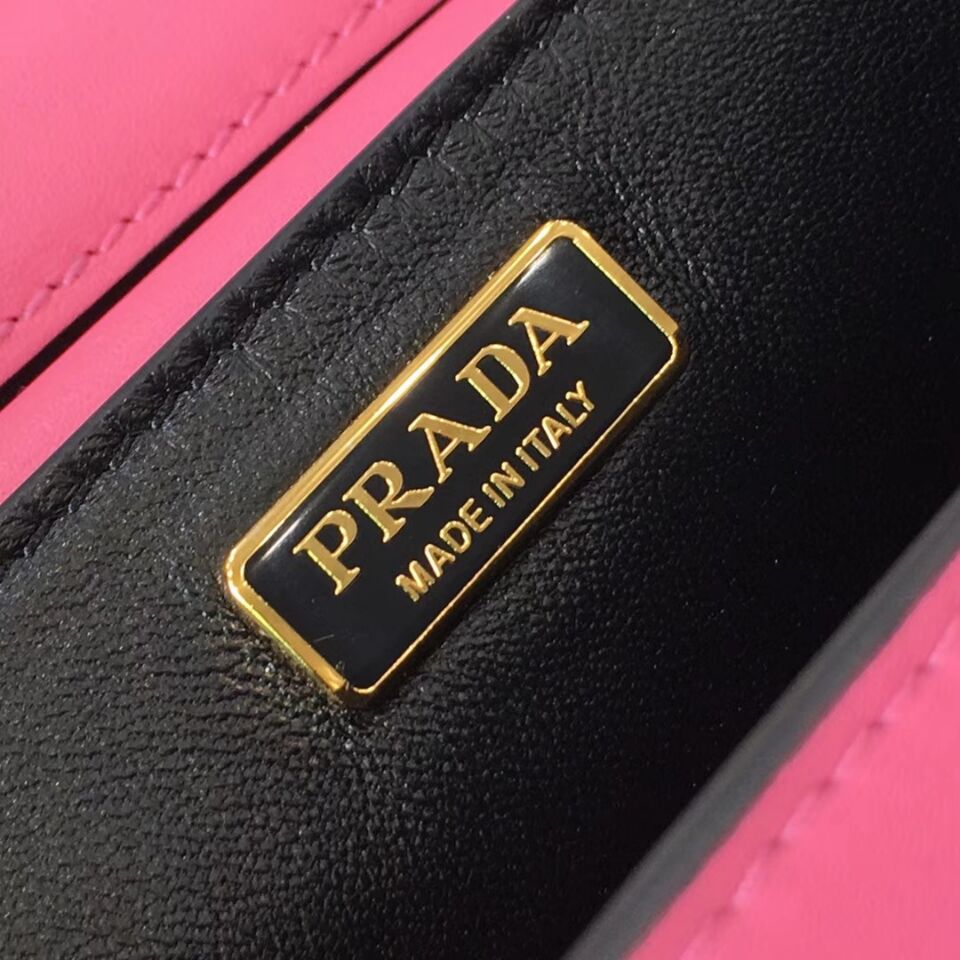 Prada Cahier Leather Shoulder Bag 1BD103 Rose