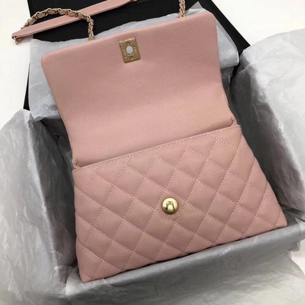 Chanel Classic Top Handle Bag Pink Cannage Pattern A92290 Wine