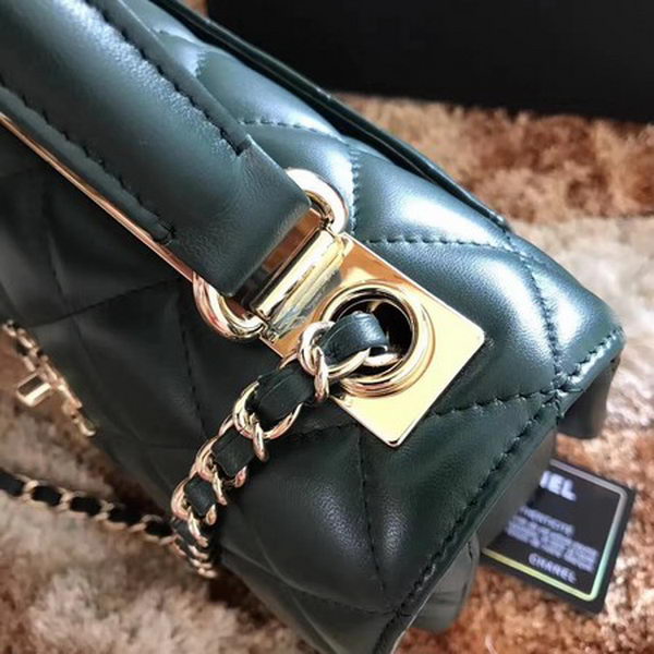 Chanel Classic Top Handle Bag Sheepskin Leather CHA2371 Deep Green