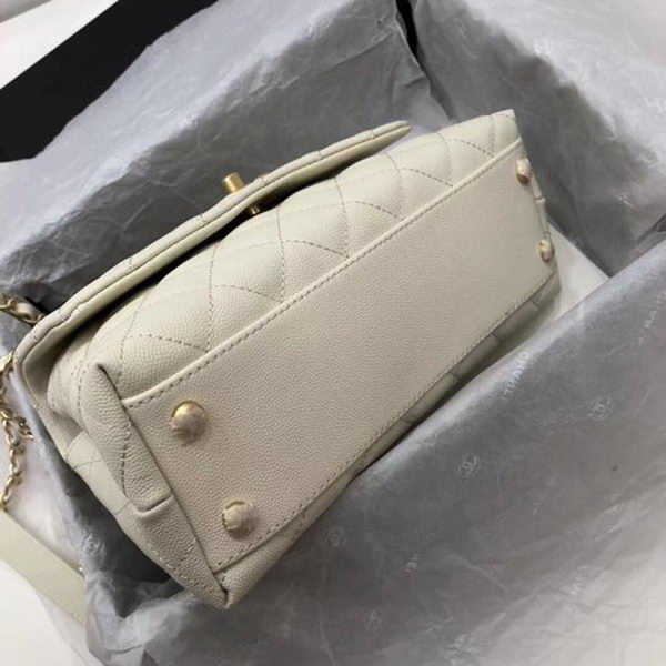 Chanel Classic Top Handle Bag White Cannage Pattern A92290 Wine