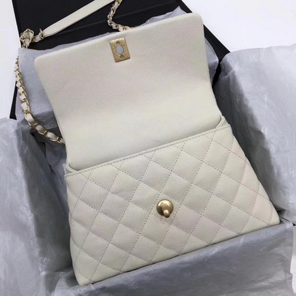 Chanel Classic Top Handle Bag White Cannage Pattern A92290 Wine