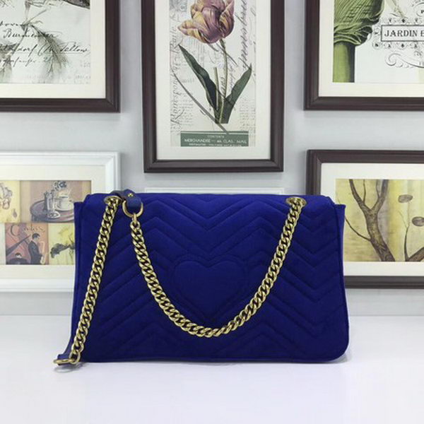 Gucci GG Marmont Embroidered Velvet Bag 443496 Blue