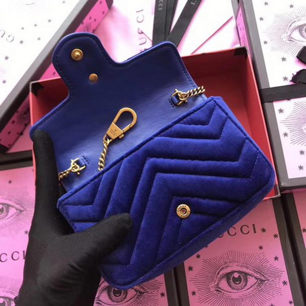 Gucci GG Marmont Velvet Super Mini Bag 476433 Blue