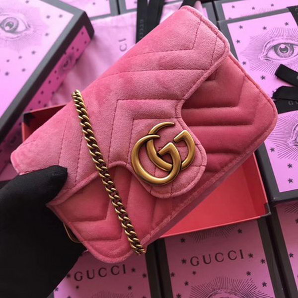 Gucci GG Marmont Velvet Super Mini Bag 476433 Pink