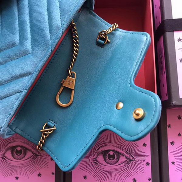 Gucci GG Marmont Velvet Super Mini Bag 476433 SkyBlue