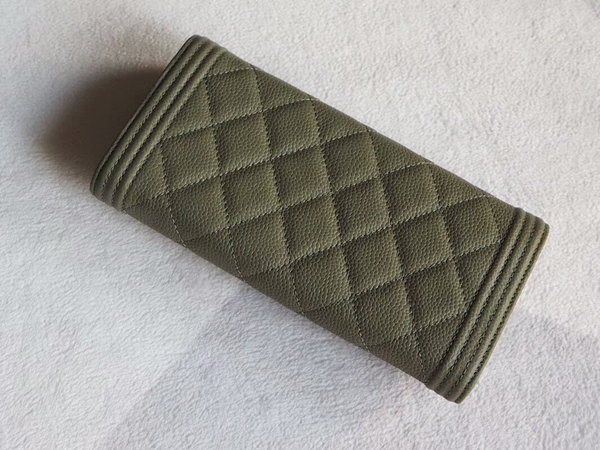 Chanel Boy Matelasse Long Wallet Calfskin Leather CHA5264 Green