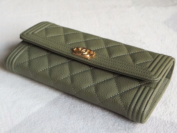 Chanel Boy Matelasse Long Wallet Calfskin Leather CHA5264 Green