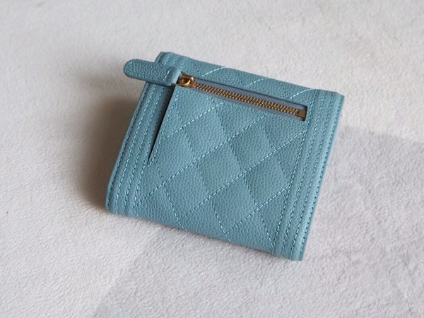 Chanel Tri-Fold Wallet Calfskin Leather A48980 Blue