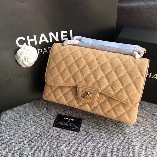 Chanel Flap Shoulder Bags Camel Original Calfskin Leather CF1113 Gold