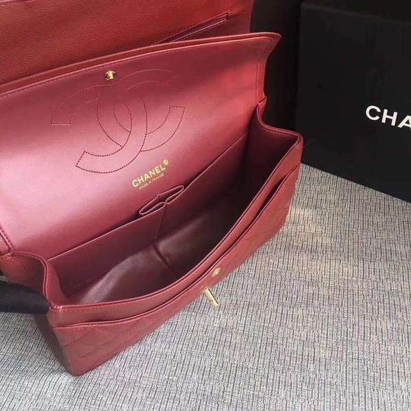 Chanel Flap Shoulder Bags Marroon Original Calfskin Leather CF1113 Gold