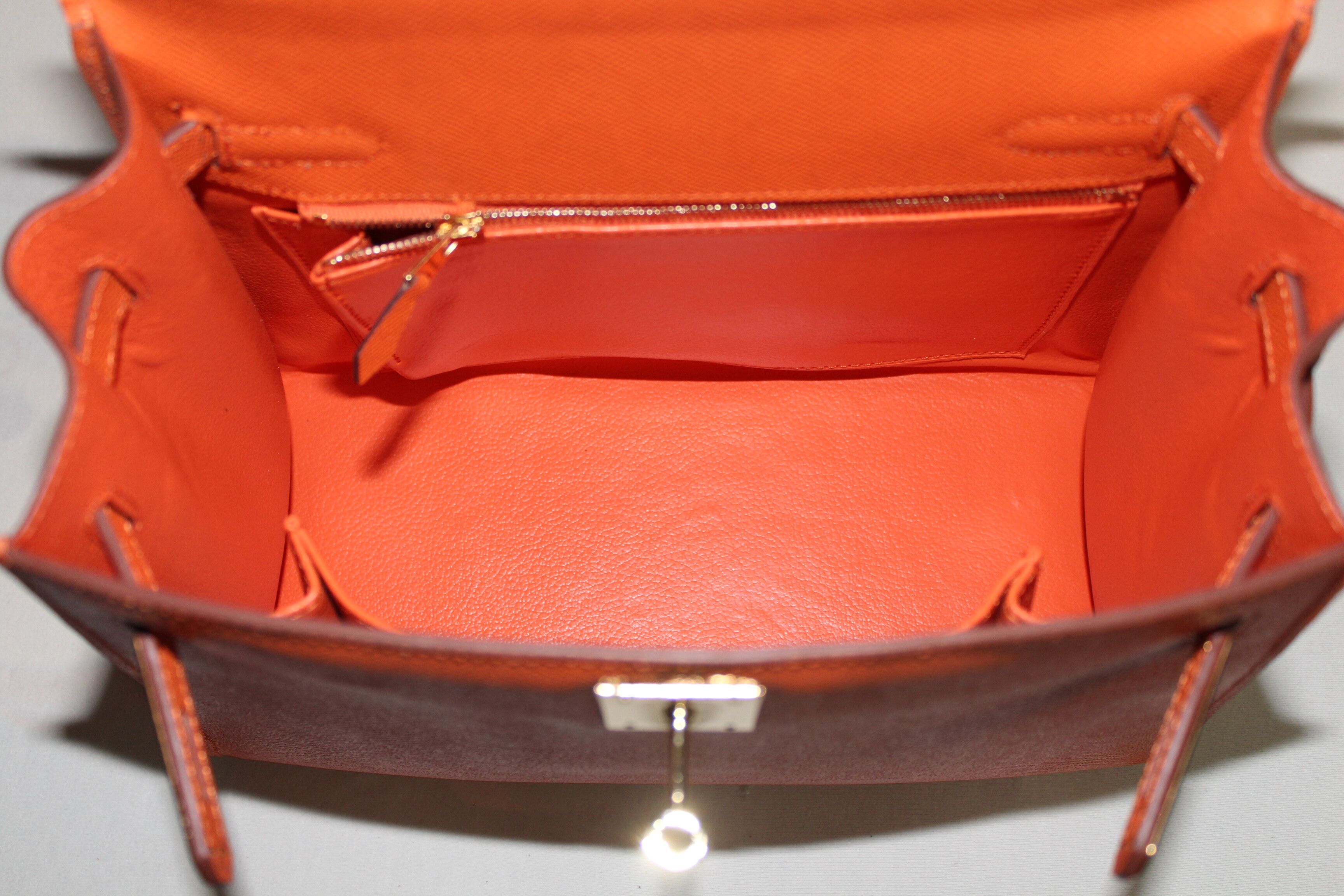 Hermes Kelly 28cm Shoulder Bags espom leather orange