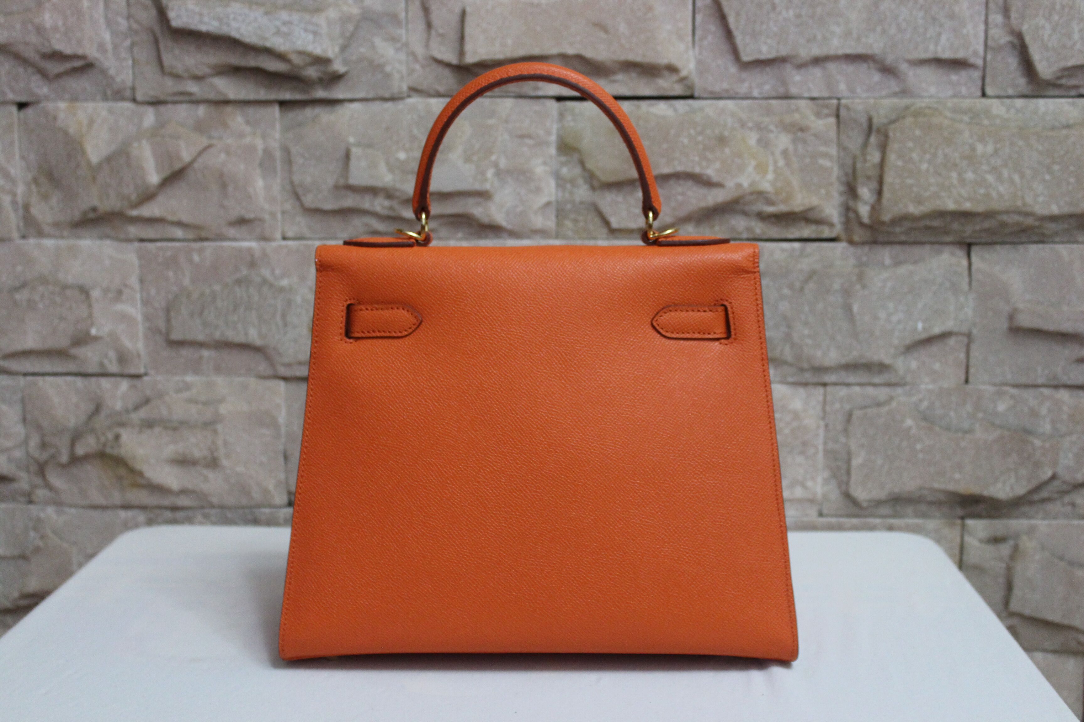 Hermes Kelly 28cm Shoulder Bags espom leather orange