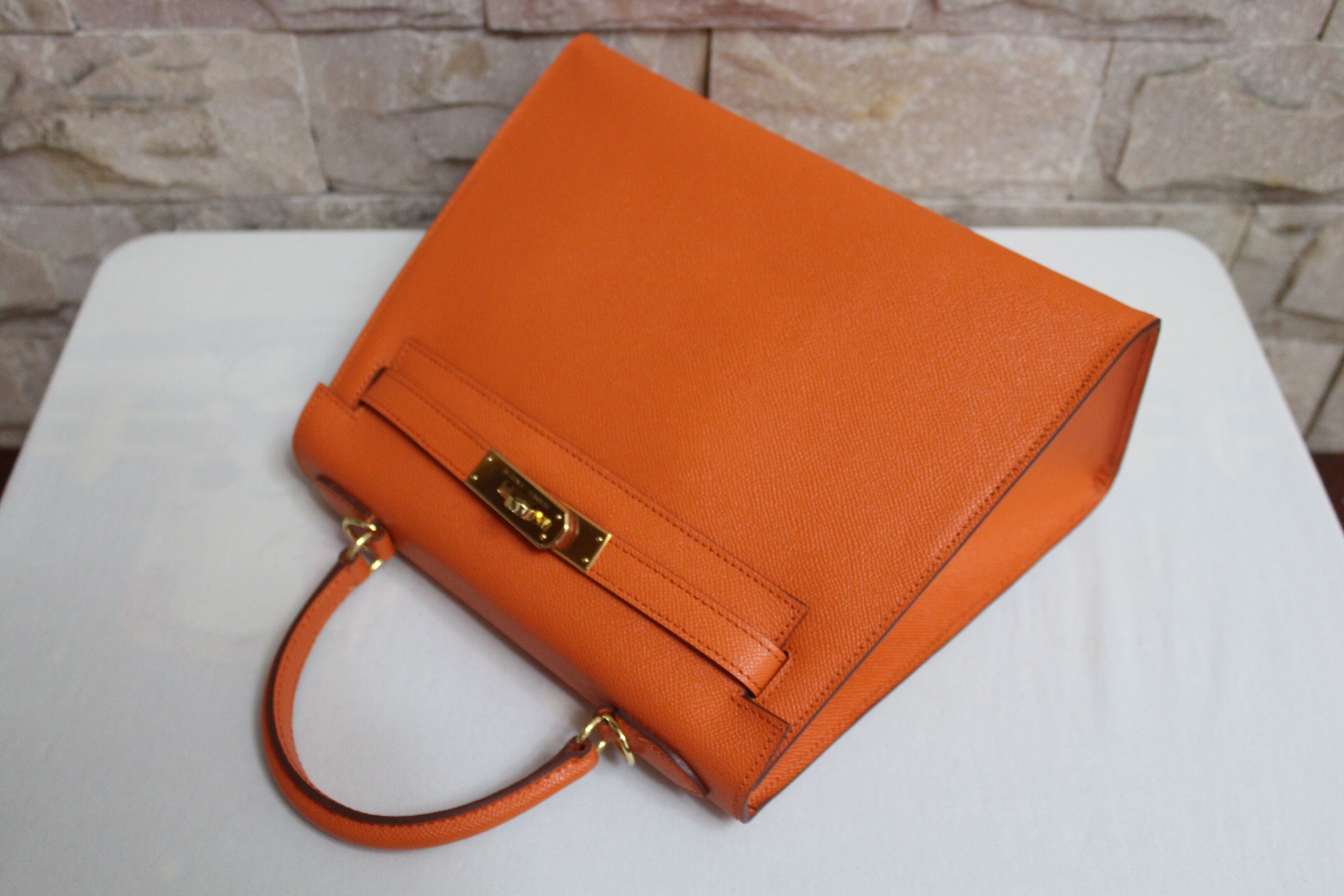 Hermes Kelly 28cm Shoulder Bags espom leather orange