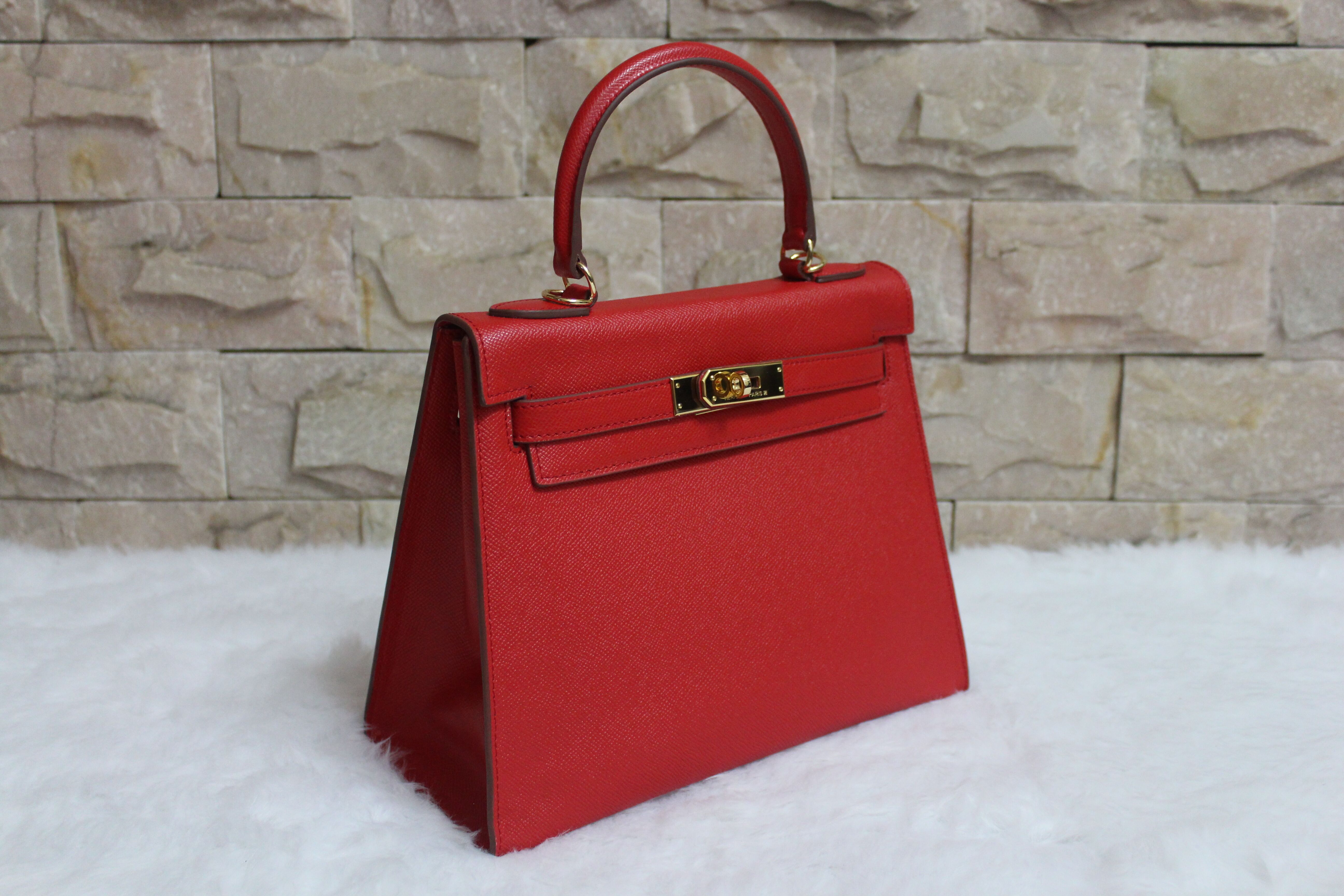 Hermes Kelly 28cm Shoulder Bags espom leather Red