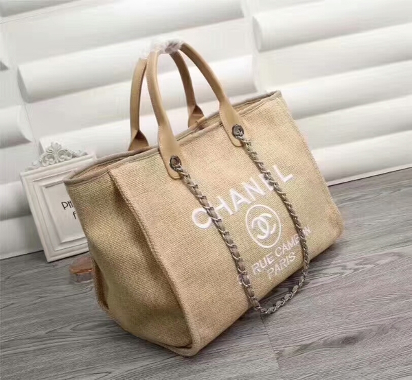 Chanel Canvas Leather Tote Shopping Bag 68047B