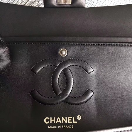 Chanel Flap Shoulder Bag Black Original Sheepskin Leather CF1112V Silver