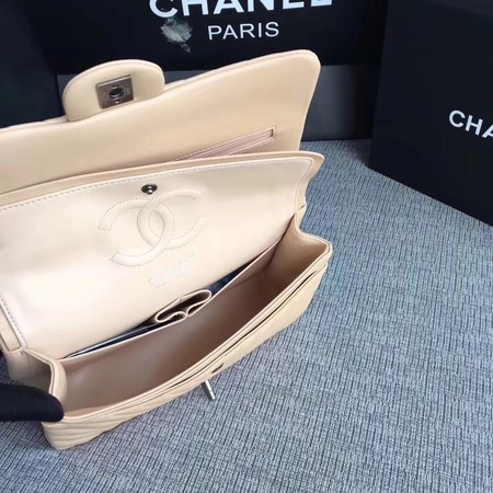 Chanel Flap Shoulder Bag Apricot Original Sheepskin Leather CF1112V Silver