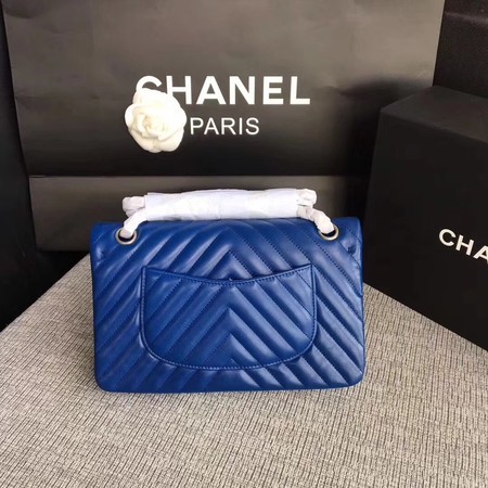 Chanel Flap Shoulder Bag Blue Original Sheepskin Leather CF1112V Silver