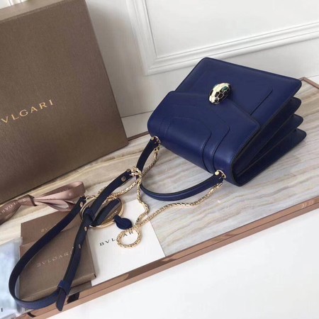 BVLGARI Original Calfskin Leather Tote Bag 3781 Blue