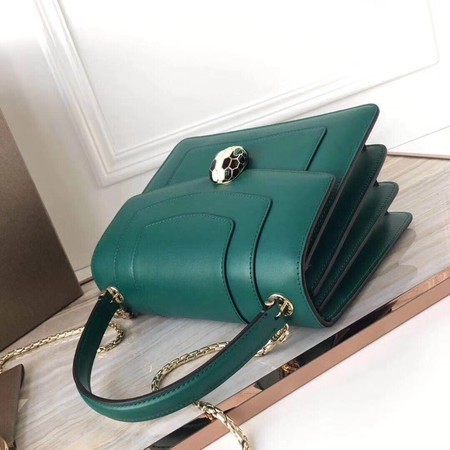 BVLGARI Original Calfskin Leather Tote Bag 3781 Green