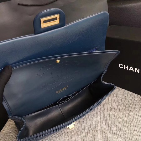 Chanel Flap Shoulder Bag Blue Original Calfskin Leather 277 Gold