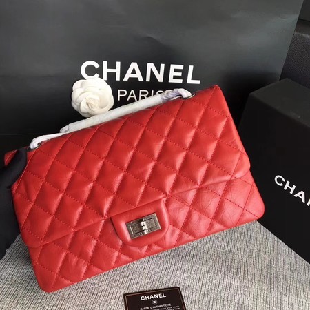 Chanel Flap Shoulder Bag Red Original Calfskin Leather 277 Silver