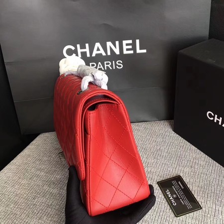 Chanel Flap Shoulder Bag Red Original Calfskin Leather 277 Silver