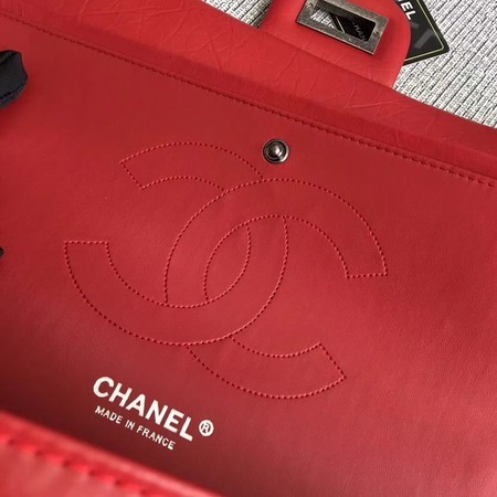 Chanel Flap Shoulder Bag Red Original Calfskin Leather 277 Silver