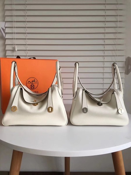 Hermes Lindy Original Togo Leather Bag 5086 White