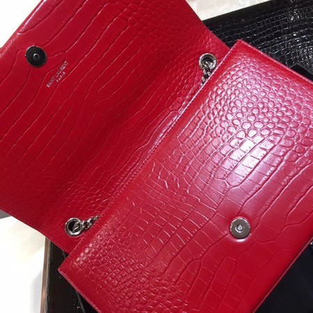 Yves Saint Laurent Crocodile Leather Shoulder Bag 1456 Red