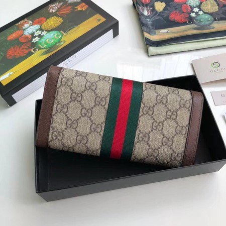 Gucci Calfskin Leather Wallet 523153 brown