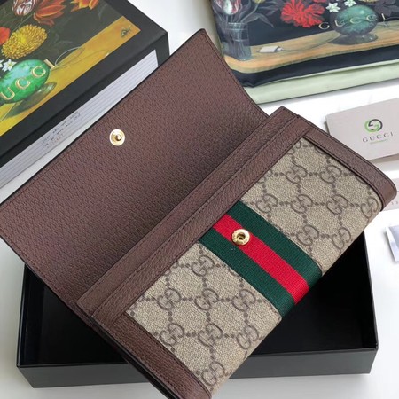 Gucci Calfskin Leather Wallet 523153 brown