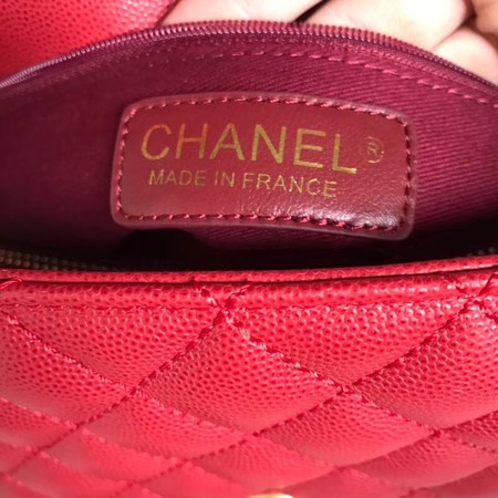 Chanel Classic Deep red Top Handle Bag Original Caviar Leather A92215 red